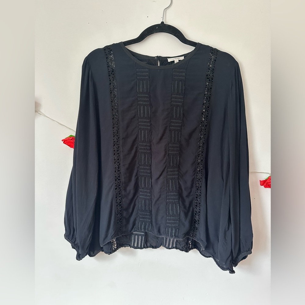 Aritzia Wilfred Entendre Black Lace Blouse L - Picture 3 of 9